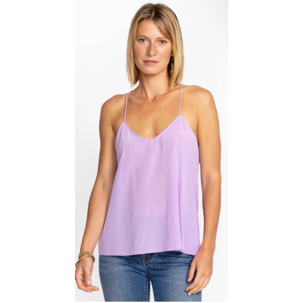 Johnny Was Lilac Silk Blend Racerback Cami Tank Top M NWT MSRP ~$168